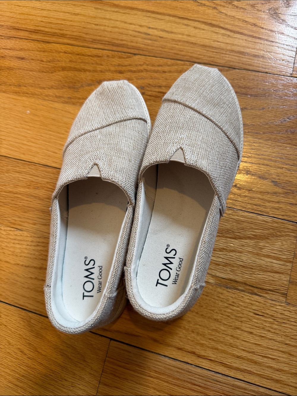 Toms Neutral Woven Slip-On Flats - Beige